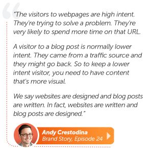 Andy Crestodina quote about visual blog posts.